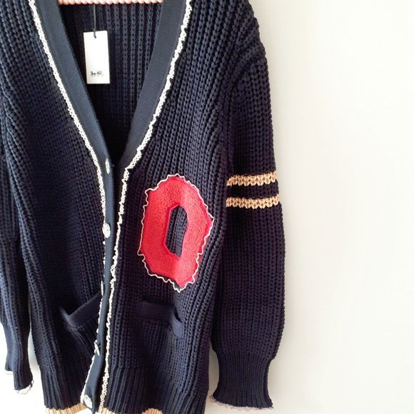 *S* NWT Coach blue varsity patch & ruffle cardigan - Picture 9 of 9